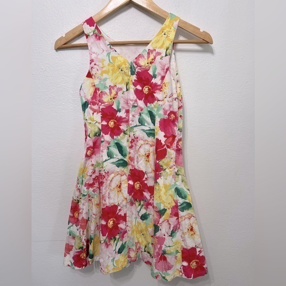 Polo by Ralph Lauren Multi-Color Floral Sleeveless Tank Fit Flare Dress Girls 12 - Picture 2 of 3